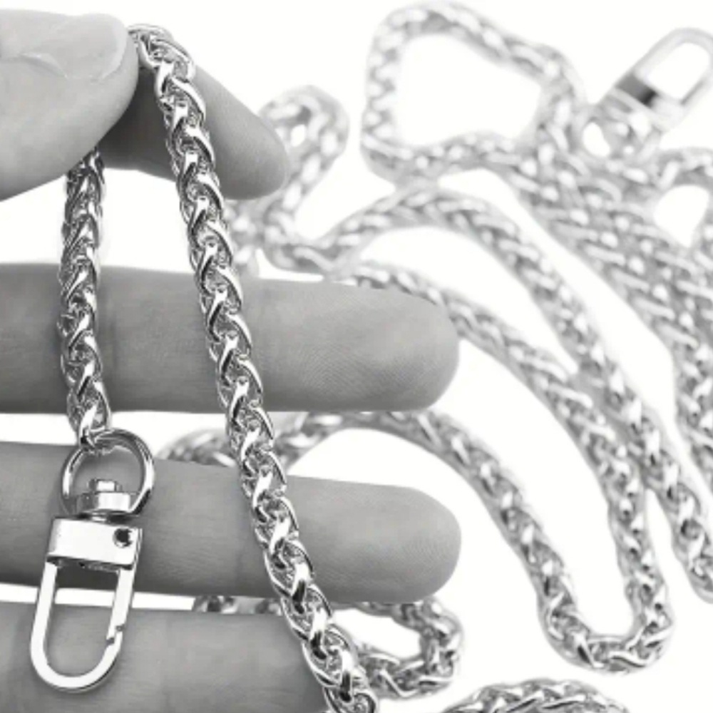 0032. Unbranded 47" long silver tone chain for handbag